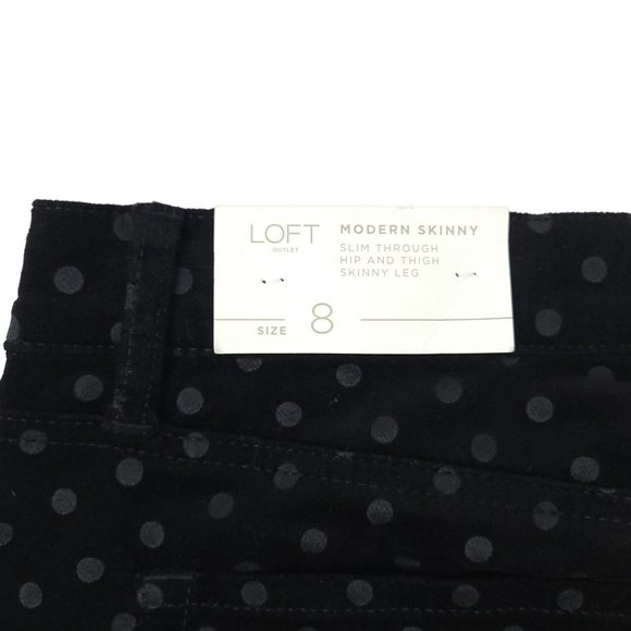 Loft Outlet Modern Skinny Black Velvet Gray Dot Jeans Womens Size 8 Pants NEW - Picture 13 of 14